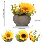Kunstbloem zonnebloem met pot, combinatie van namaakzijde zonnebloemen en groen, kleine pot voor slaapkamer, feest, bruiloft, decoraties (1, zonnebloem)