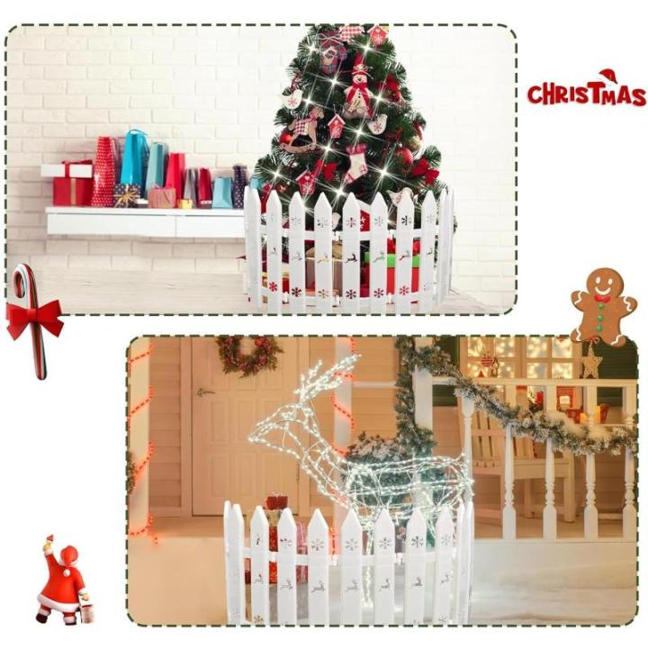 Witte kunststof omheining, 24 stuks, kerstboomomheining, grens van kunststof, kerstboomomheining voor kinderen, wit, kunststof, lattenhek, decoratie, voor Kerstmis, bruiloft, feest