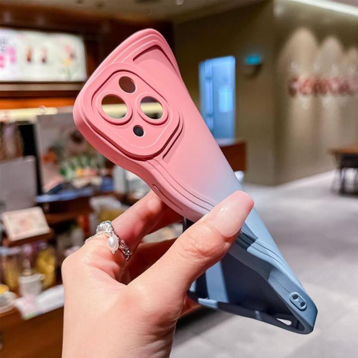 Miagon Gradient esthetische golfhoes voor Samsung Galaxy A70, schattige golven, telefoonhoes voor dames en meisjes, krullend frame, design, siliconen TPU bumper beschermhoes