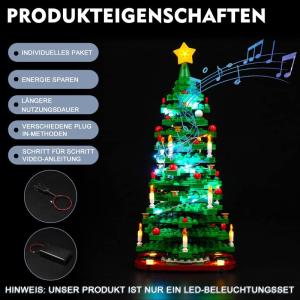 Muziekversie led-verlichtingsset compatibel met Lego kerstboom (geen model), decoratieverlichtingsset voor 40573 bouwstenen, model creatieve speelgoedverlichting