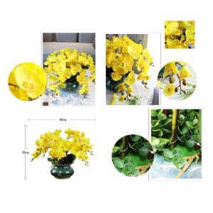 Kunstblumen Echte Seidenorchideen, künstliche Blumen mit Blumentöpfen, künstliche Phalaenopsis-Blumen, Dekoration mit Blättern im Topf für jeden Anlass