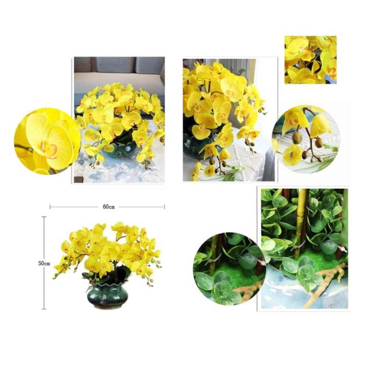 Kunstblumen Echte Seidenorchideen, künstliche Blumen mit Blumentöpfen, künstliche Phalaenopsis-Blumen, Dekoration mit Blättern im Topf für jeden Anlass