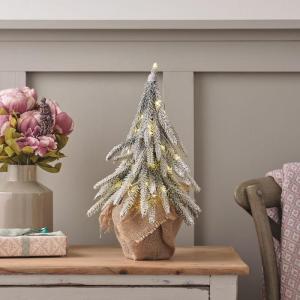 40 cm sneeuwbedekte mini-kunstboom dennenboom in jute zak kerstboom kunstkerstboom mini kerstboom binnen