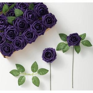 25 stuks echt uitziende nep roos hoofd, nepbloemen Realfor DIY bruiloft boeketten centerpieces arrangementen feest woondecoraties, paars