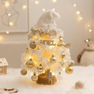 Mini Weihnachtsbaum 40CM Klein Tannenbaum mit Beleuchtung, Tischdeko Christbaum mit LED Lichterkette und Weihnachtskugel, Künstliche Weihnachtsbäume Geschmückt für Weihnachten 