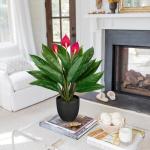 Kunstplant als echte kunstplant, decoratieve plant Calathea, struikachtig met 22 bladeren in kunststof pot, kamerplant, hoogte 43 cm, groen