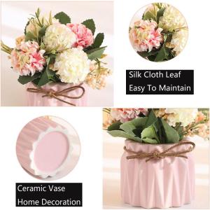 2 stuks kunstbloemen in pot, kunstbloemen, planten ter decoratie, hortensia, zijden bloemen, boeketten met keramische vaas, kunstplant, decoratie voor thuis, party, kantoor, bruilo