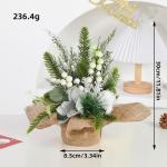 Mini-kunstkerstboom, 30 cm, met bessen, sneeuwbedekte kerstversiering voor zelfgemaakte tafel-kerstdecoraties, wit