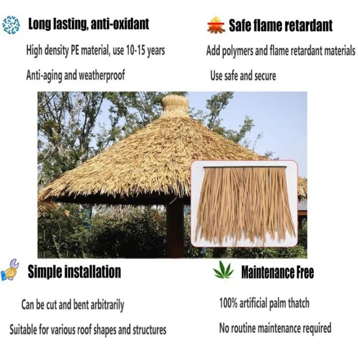 6 STÜCKE Palmenstroh Aus Kunststoff, 50 X 50 cm Mexikanische Palmenstrohrolle Tiki Hut Bar Dachstrohdekoration, (Color : Yellow-5)