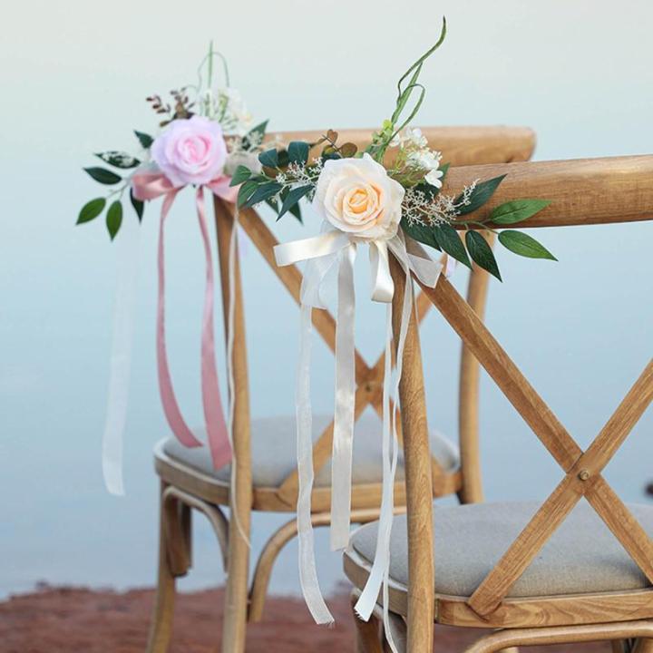 Künstliche Stuhllehne, Blumenarrangement, mehrfarbig, für den Außenbereich, Hochzeit, Stuhl, Dekoration, Hochzeitsdekoration
