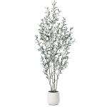 Olijfboom, , 210 cm, kunstplant met levensechte vruchten, kunstolijfboom in witte pot, indoor decoratie (1 stuks)