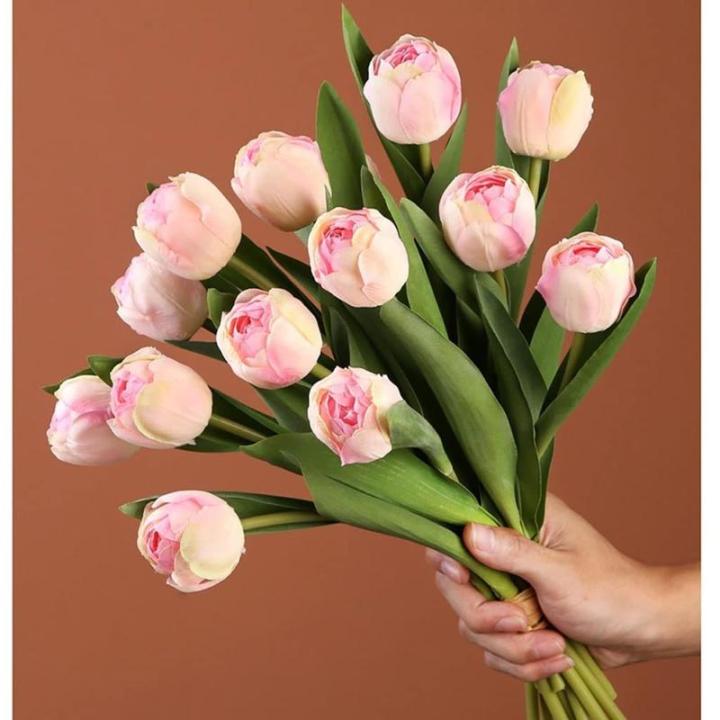 Kunstblumen Elegante künstliche Tulpenblumen in Vase – lebensechte Seidenstoff-Blumendekoration für Wohnzimmer, Hochzeitsdekoration für jeden Anlass