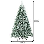 Kunstkerstboom met sneeuw en warmwitte ledverlichting, dennenboom met metalen standaard, pvc-naalden, kunstboom, kerstgroen, 135/180/225 cm