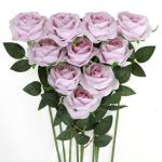 10 stuks kunstmatige zijden roos bloemen enkele stengel neprozen bloemen voor thuis feest bruiloft boeket (lichtpaars)