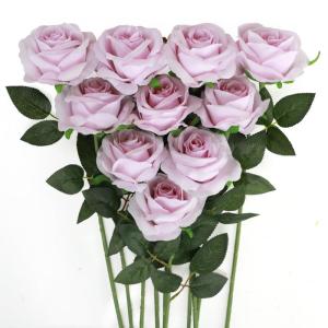 10 stuks kunstmatige zijden roos bloemen enkele stengel neprozen bloemen voor thuis feest bruiloft boeket (lichtpaars)
