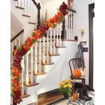 Kunstmatige herfstslinger met pioenroos, hortensia en herfst, pompoen, kunstbloemenkrans, decoratie voor tuin, bruiloft, open haard, feest, oogstfeest, herfstdecoratie