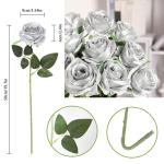Zijde kunstroos bloemen bruidsboeket (zilver)