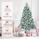 Kunstkerstboom met sneeuw en warmwitte ledverlichting, dennenboom met metalen standaard, pvc-naalden, kunstboom, kerstgroen, 225 cm, 135/180/225 cm