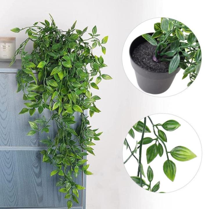 Kunstmatige hangende planten met potten, 3 stuks, 63 cm, 78 cm, 80 cm, , wijnstok, kunstmatige hangende klimopplanten, binnen in potten, nepklimop, potplanten, decoratie voor thuis