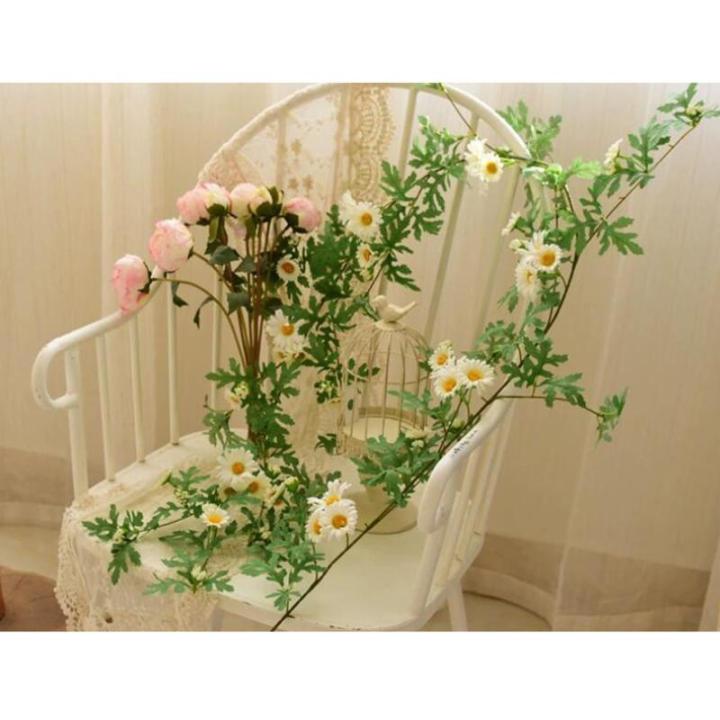 Simuliertes Gänseblümchen-Rattan, Dekoriert Mit Rattanblumen Aus Heizungsrohren, Wandpflanzen Zur Beschattung, Länge 170 cm(Roze)