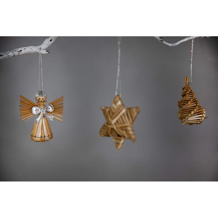 Kerstboom sieraden - stro hanger - 30-delige set - kerstboomhanger van natuurlijk materiaal