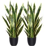 Kunstslangenplant 90,9 cm, kunstmatige sansevieriaboom met 32 bladeren, perfecte kunstschoonmoeder, planten in pot voor binnen, huis, kantoor, housewarmingscadeau, 2 stuks