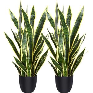 Kunstslangenplant 90,9 cm, kunstmatige sansevieriaboom met 32 bladeren, perfecte kunstschoonmoeder, planten in pot voor binnen, huis, kantoor, housewarmingscadeau, 2 stuks