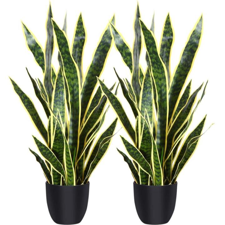 Kunstslangenplant 90,9 cm, kunstmatige sansevieriaboom met 32 bladeren, perfecte kunstschoonmoeder, planten in pot voor binnen, huis, kantoor, housewarmingscadeau, 2 stuks