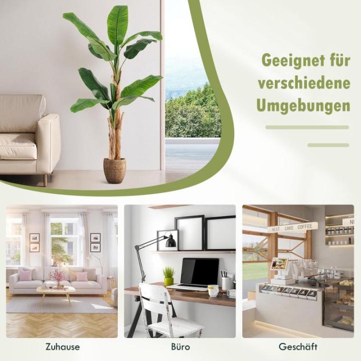 Bananenboom, kunstplant, kunstplant, banaan, 165 cm, grote kunstplant, bananenplant met 10 bladeren, kunstplant, plastic plant, decoratieve plant voor woonkamer, slaapkamer, kantoo