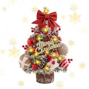 45cm Mini Weihnachtsbaum Kleiner Weihnachtsbaum mit Beleuchtung Weihnachtsdeko LED Künstlicher Weihnachtsbaum Klein Tannenbaum Künstlich Geschmückt Weihnachtsbaum Beleuchtet fü