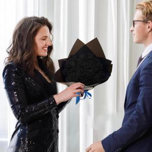 Kunstboeket, glitterrozenboeket, voor altijd, bruidsboeket, woondecoratie voor vriendin, verloofde