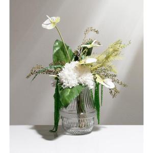 Kunstblumen Luxuriöses künstliches Blumenarrangement in Glasvase – Elegante Heimdekoration für Wohnzimmer und Esstisch, Kunstblume für jeden Anlass