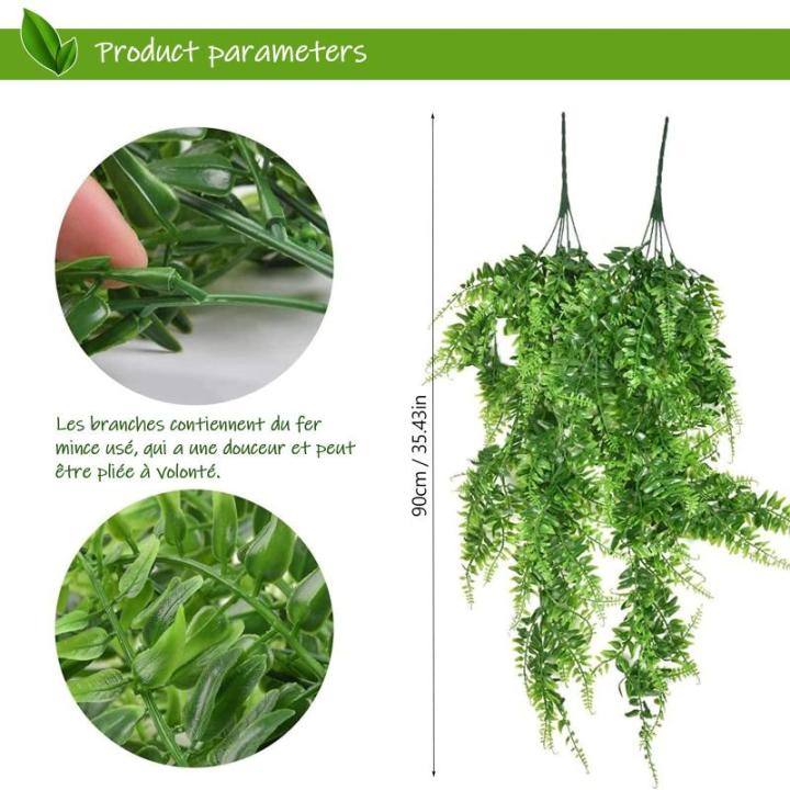 Kunstmatige Boston-varenplant, 4 stuks, 85 cm, hangend, klimplanten, kunststoffen, valse plantenmuur, voor woonkamer, balkon, tuin, feest, bruiloft, binnen en buiten, decoratie