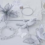 3 Pcs Silber Ornamente Für Weihnachtsbaum, Weihnachten Weihnachtsstern Künstliche Blumen Dekorationen, für Weiß Silber Weihnachtsbaum Wreaths Floral Geschenk Winter Hochzeit Ur