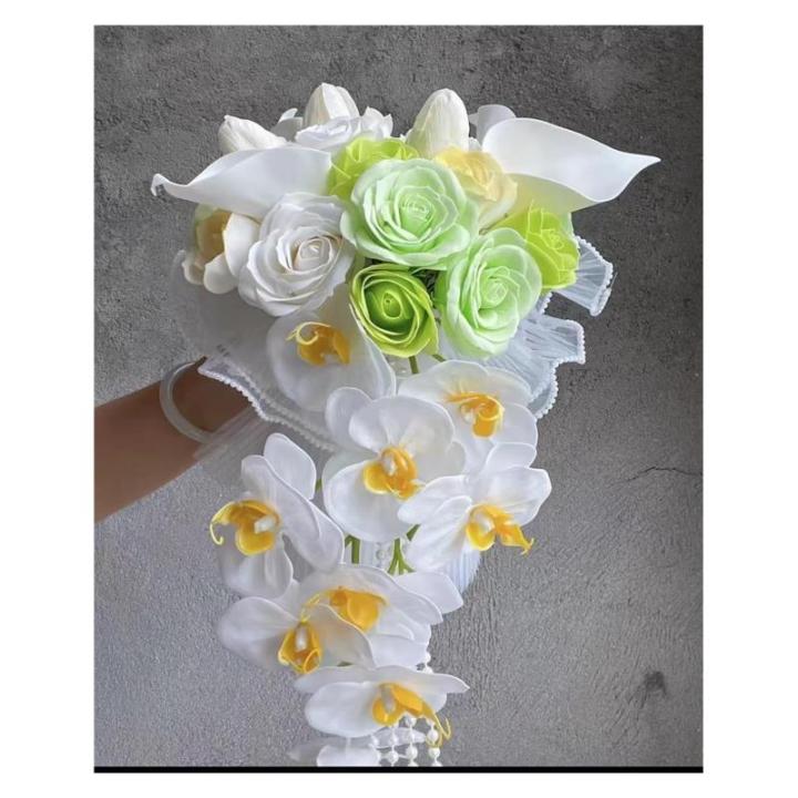 Hochzeitsstrauß for die Braut mit künstlichen Blumen, frischer und süßer Simulationsstrauß, Dekoration, Anleitung for künstliche Blumen, Blumenplatzierung, Foto-Requisiten, H