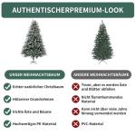 Kunstkerstboom, 180 cm, dicht gevulde takken, premium PE/pvc, kerstboom met dennenappels en rode bessen, houten standaard