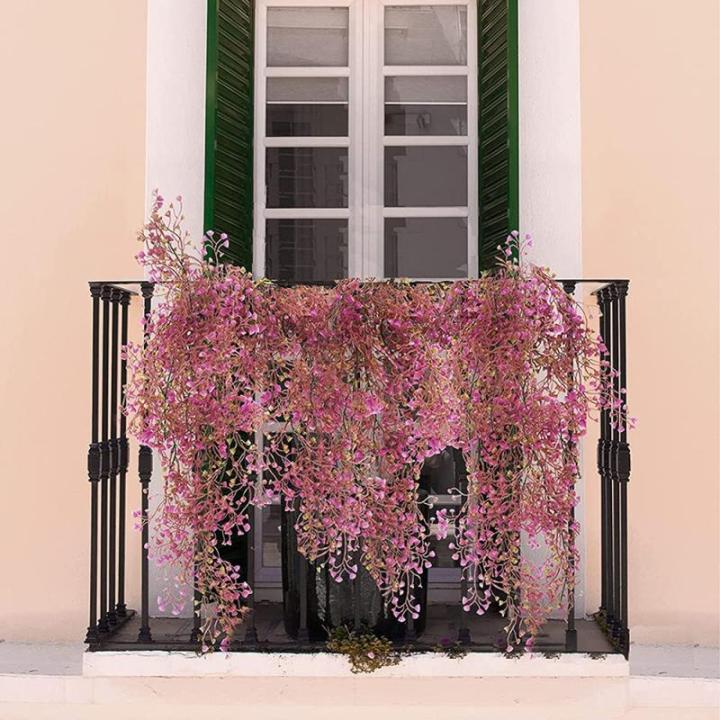 2 stuks hangende mand kunstmatige bloem, kunstmatige bloemen aan de muur, muur gemonteerde kunstmatige bloemen, kunstmatige bloemen buiten, kunstmatige hangplanten voor thuis, tuin