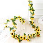 5 Pack kunstmatige zonnebloemen hangende wijnstok, kunstmatige zonnebloem slinger, hangende zonnebloem slinger, nep zijde zonnebloem wijnstokken Garland voor DIY krans, Home Party 