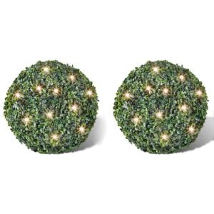 Buchsbaumkugel Künstliche Blattformschnittkugel 35cm Solar LED String 2pcs