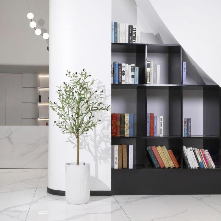 Kunstolijfboom, 120 cm, grote olijfboomplant, nep plastic planten in pot, kunstboom voor woonkamer, slaapkamer, kantoor, decoratie, tuin