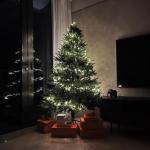 Weihnachtsbaum mit Lichtern, Tannenbaum Künstlich, Dichten Zweigen Und Faltbarem Ständer, Weihnachtsbaum for Zuhause, Büro, Party-Dekoration, Einfache Montage(210cm/6.8ft)
