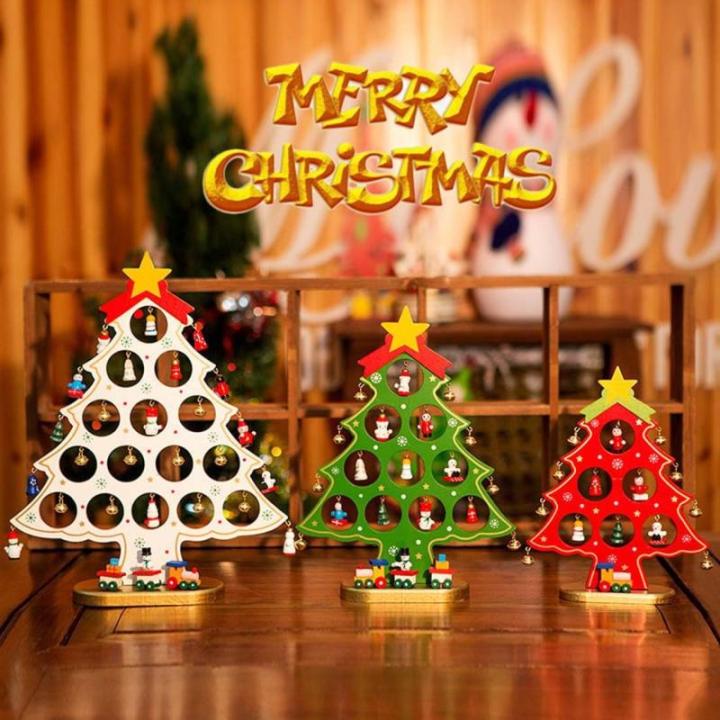 DIY Wooden Mini Christmas Tree Set, Mini Holz Christmas Tree Weihnachtsbaum mit Anhänger, Holz Tannenbaum Klein Weihnachtsbaum, Weihnachtsbaum aus Holz DIY Weihnachtsbaum für Wei