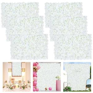 Blumen-Wandhintergrund, Seidenpaneel, Blumen-Wandpaneel, 12 Stück, weiße Blumen-Wandhintergründe, Hochzeit, 1,2 x 2,4 m, Blumenhintergrund für Floristen, Brautparty, Geburtstag