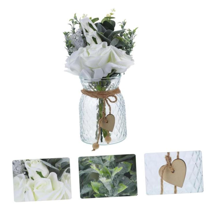 1 Satz Simulierte Vasenornamente Hochzeit Blumenarrangement Künstliche Pflanze Mit Vase Heimdekoration Kunstblumen Mit Vase Blumenarrangement Strauß Künstliche Blumen Seidentuch
