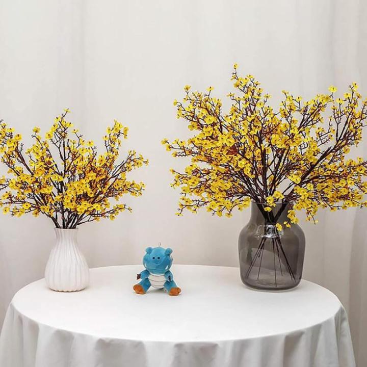 Falsche Blumen, Realistische Blumenarrangements, Baby Breath Seide mit Langen hohen Stiel Europäische Kunst Dekor gefälschte Blumen natürliche Gypsophila Zweige(Yellow)
