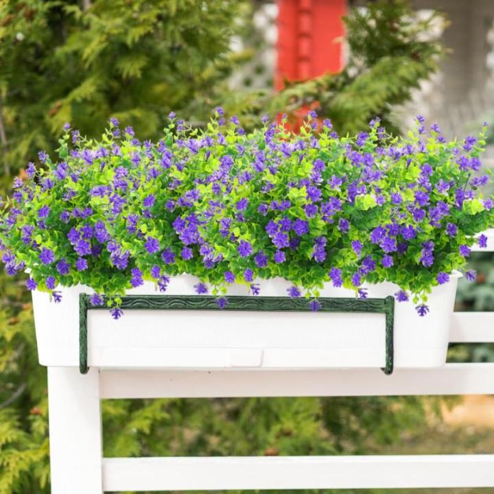 Kunstbloemen voor buiten, uv-bestendig, , bloemen in grote hoeveelheden voor het ophangen van plantenbakken, buiten, veranda, vaas, thuis, raamdecoratie, 6 bundels, paars