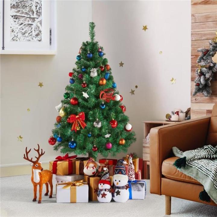 Kunstkerstboom, 124 cm met 208 takken, opvouwbare metalen standaard, kerstdecoratie, groen
