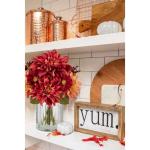 Dalia Kunstbloemen als echt in cilindrische glazen vaas met kunstwater, decoratieve bloemen, chrysant bloemstuk voor thuis, woonkamer, badkamer, herfst, decoratie