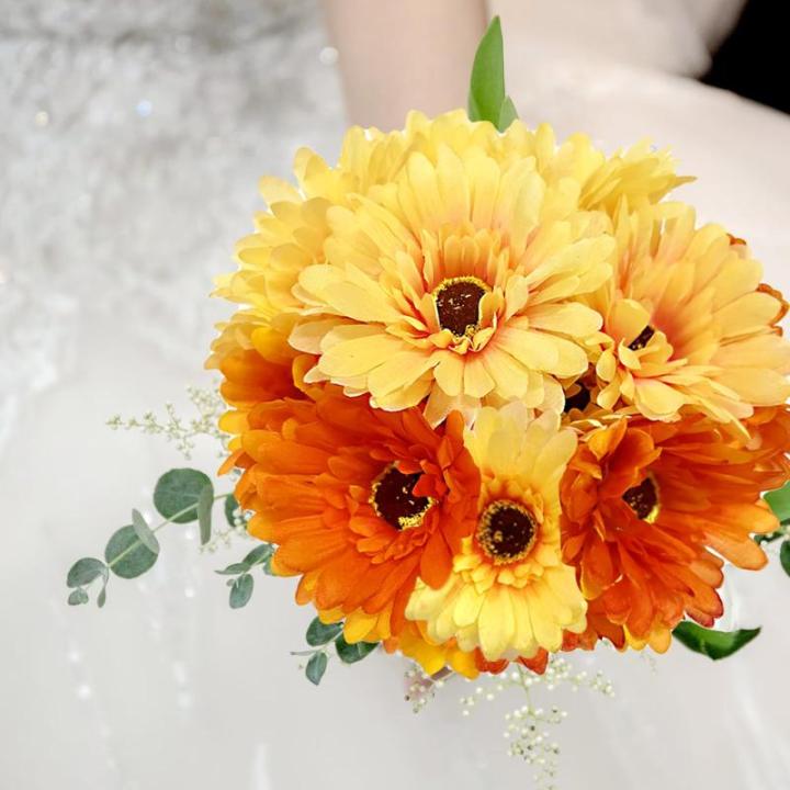 4 bundels van 20 hoofden kunstmatige madeliefjes bloemen, 2 kleuren zijden gerbera madeliefjes bloemen realistische kunstbloem voor thuiskantoor feest bruiloft middelpunt decoratie