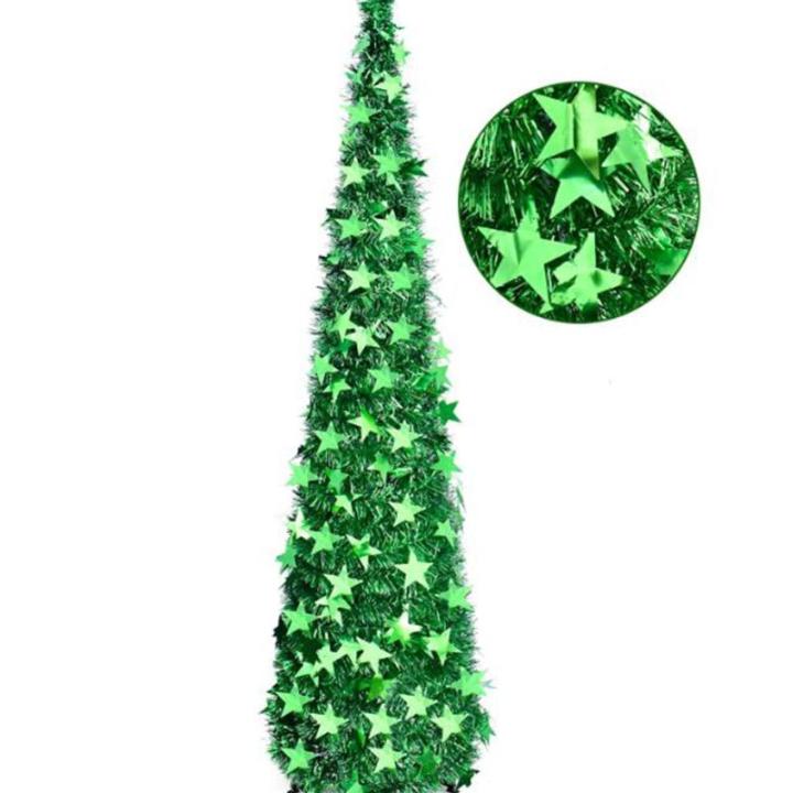 Weihnachtsbaum, PVC-Stern-Glitzer, festliche, faltbare Weihnachtsbaum-Figur, Dekoration für Zuhause, Hotel (Green)